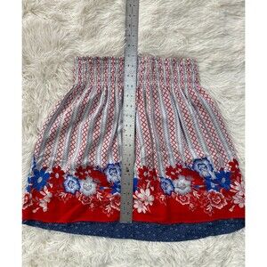 Reversible Skirt Red White Blue Flowers Size XS/S